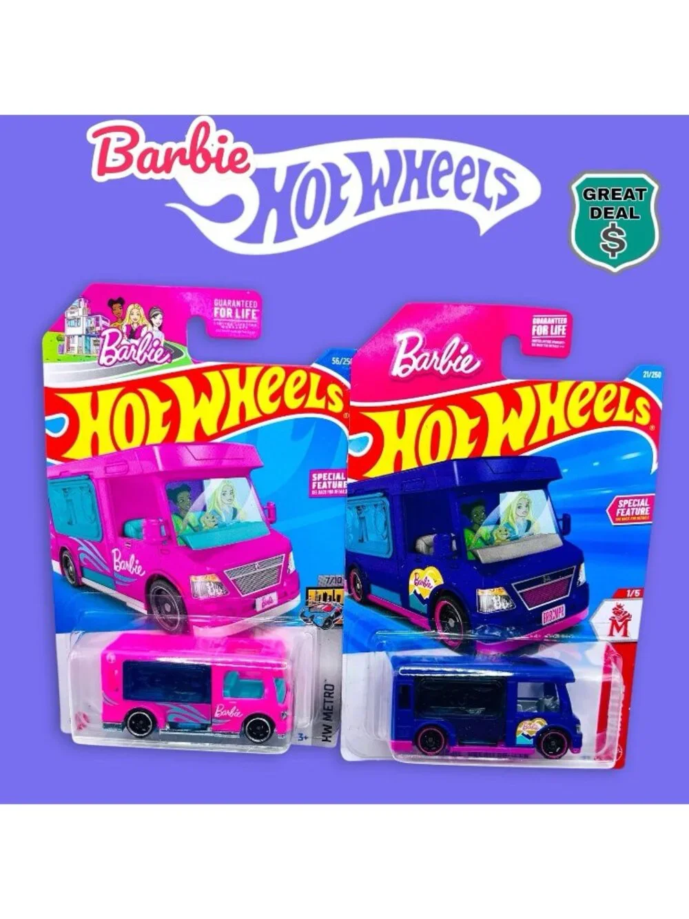 2026 Hot Wheels Barbie Dream Camper Variant Set - Pink & Purple - 21/250. NEW!